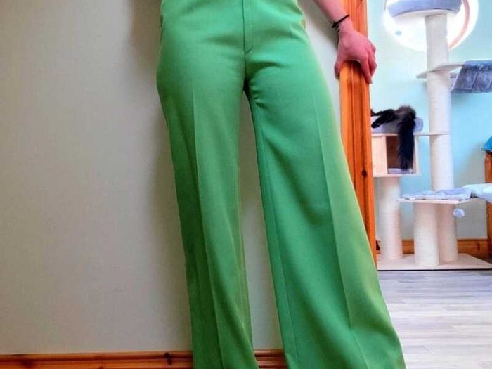 1960s Vintage Fusalp bright green wide leg tailored trousers