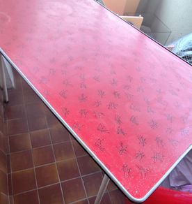 1950s Original Vintage Red Formica Table