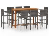 9 Piece Garden Bar Set Grey