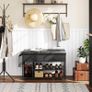 Shoe Bench with Cushion, Storage Bench with Padded Seat, Metal Shoe Racks and Fabric Drawers Image 5