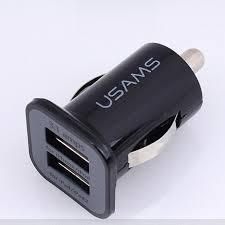 Usams Dual Port USB Car Fast Charger Black