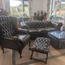 Saxon Leather Buttoned Footstool Image 4