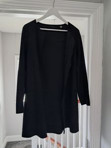 women's long jacket faux suede leather size M.   T Tahari
