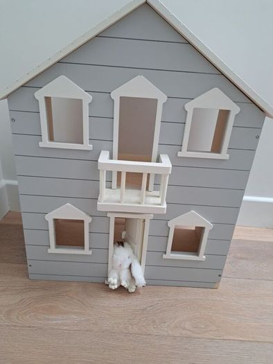 Pottery Barn Kids wooden toy house -- White and grey