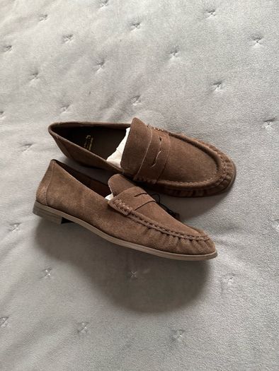 UK 7 39/40 Schuh Lewis Chocolate Brown Suede Loafer Leather style Massimo Dutti