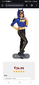 bat girl halloween costume age 8-10