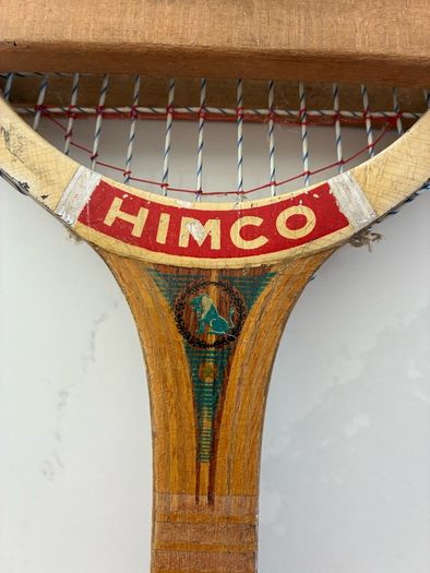 Vintage HIMCO Seven Star Model Wooden Tennis Racket with Original Wooden Press - 1960s/70s