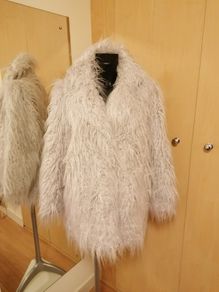 Women's Pearl Pale Grey Faux Fur Jacket