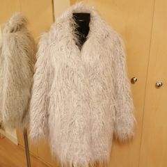 Women's Pearl Pale Grey Faux Fur Jacket