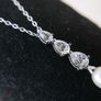 9Ct White Gold 375 Shell Pearl Zirconia Drop Pendant 2,5g L-11" Image 3