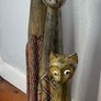 Set of 3 Hand Carved Wooden Cat Statues Image 8
