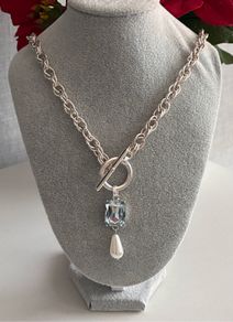 Antique Siiver Plated T-bar Necklace