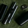 Vintage Bowmore Scotch Whiskey Leather 2 Finger Cigar And Hip Flask Holder With Cigar Cutter Image 2