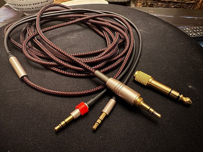 Headphone cable 3m long 2x3.5 mm to 1x3.5 mm jack with 6.35 mm adapter