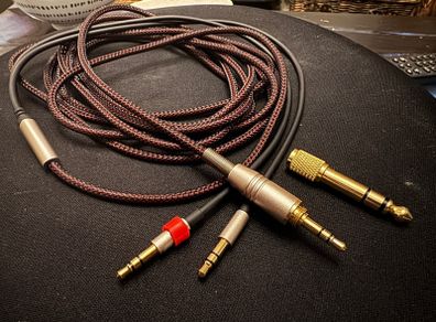 Headphone cable 3m long 2x3.5 mm to 1x3.5 mm jack with 6.35 mm adapter