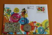 Jean Tinguely art coin &amp; phonecard &amp; 1988 stamp cover vintage