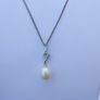 Sterling Silver 925 Freshwater Pearl & Cubic Zircon Pear Pendant length 16" / 3,96g Image 4