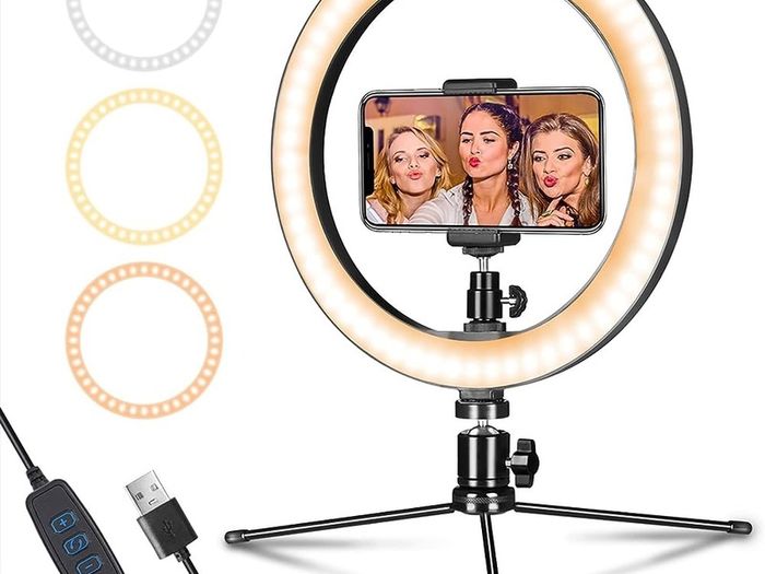 FREE EXPRESS SHIPPING  Dimmable Desk Makeup Ring Light 10" with Tripod Stand & Phone Holder for Live Streaming & YouTube Video,Photography, Shooting with 3 Light Modes & 10 Brightness Level