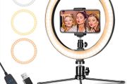 FREE EXPRESS SHIPPING  Dimmable Desk Makeup Ring Light 10" with Tripod Stand &amp; Phone Holder for Live Streaming &amp; YouTube Video,Photography, Shooting with 3 Light Modes &amp; 10 Brightness Level