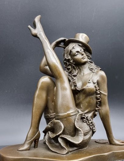 Cabaret Performer - Bronze, Marble, Signed