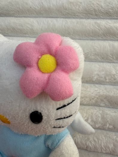 Hello Kitty Beanie TY Sanrio Blue Dress Pink Flower Angel Plush 2009 Used Dirty Please look at the pictures