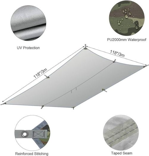 FREE EXPRESS SHIPPING Hammock Rain Fly Tent Tarp, 3m x 3m Tarpaulin Portable Sunshade Lightweight Waterproof Groundsheet Windproof Camping gazebo Picnic Mat Anti UV Sun Shelter for Camping Travel Beach