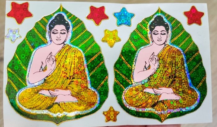 Buddha & stars hologram stickers 5x6.5cm