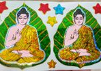 Buddha & stars hologram stickers 5x6.5cm