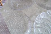 Vintage 4 DIFFERENT  Large  Clear Pressed Glass Serving Plate