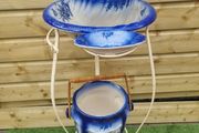 Antique Wash Stand with Jug, Wash Basin,  Bucket and Soap Dish