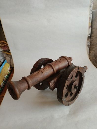 Vintage Carved Wood Cannon