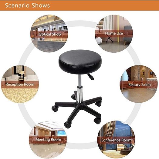 Black Adjustable Rolling Cushion Tattoo Massage Hydraulic Salon Stool,5 Wheels (FREE POSTAGE)