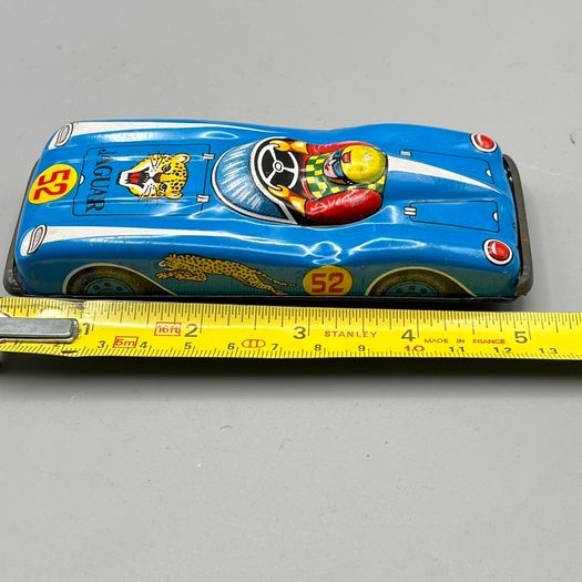 Vintage Tin Toy Racing Car Jaguar 52 - Made in Japan - Litho - friction drive