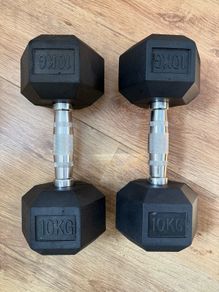 Brand new 2 x 10kg Professional Hexagonal Gym Dumbbells, weights