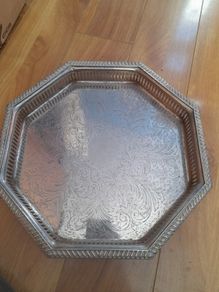 vintage cavallier octagonal silver plated tray
