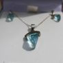 Vintage Sterling Silver Blue Cut Crystal Pendant Necklace And Earrings  Length 18,5" - 4,78g Image 5