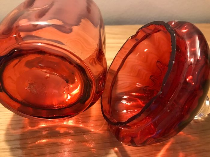 Antique Victorian Hand Blown Cranberry Glass Jar