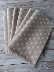 Placemats. Polka dots or mandalas on natural beige background. Set of 6. Set pf 8