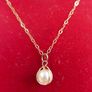 Vintage 9Ct Gold  Necklace With Real Pearl Pendant length 19,8" - 0,75g Image 3
