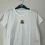 White Cropped Teddy Bear Graphic T-Shirt - Size S Image 3