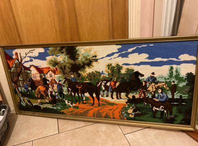 Large picture made from wool