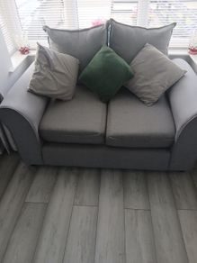 2 + 3 grey fabric sofa