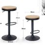 Wooden Bar Stools Set of 2 Adjustable Counter Height Barstools, Round Breakfast Vintage High Bar Chairs Rustic Swivel for Home Kitchen, Easy to Assemble, Brown and Black Image 2