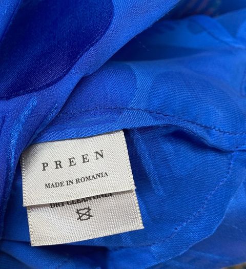 Preen By Thornton Bregazzi Royal Blue Silk Blouse Size Medium