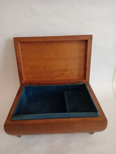 Antique Wooden and Brass Inlay Music Jewellery Box