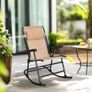 Folding Rocking Chair Ergonomic Headrest Armrest 98 x 95 x 66 cm Beige Image 7