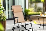 Folding Rocking Chair Ergonomic Headrest Armrest 98 x 95 x 66 cm Beige
