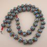 Vintage Venetian Style Thousand Eyes Leaf Green Glass,Blue Eyes Necklace 24 inches Image 3