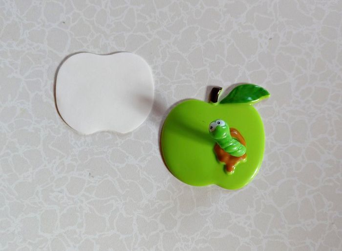 Wall Hook, Plastic Apple, Worm (new).