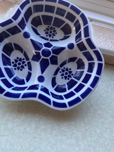Sargadelos Fine Porcelain 3 section SauceDish